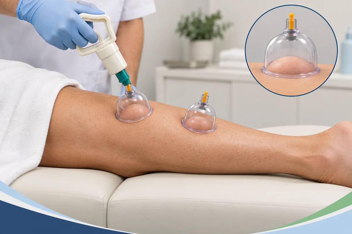 Educational illustration of dry cupping on intact skin